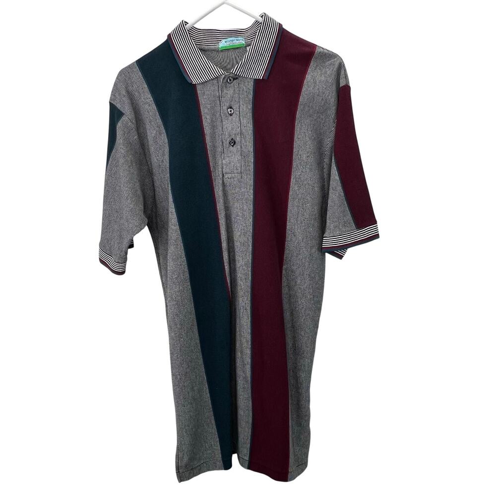 Winner Mate Golf Polo shirt M Men Black Green Burgundy Short Sleeve Knit 90s